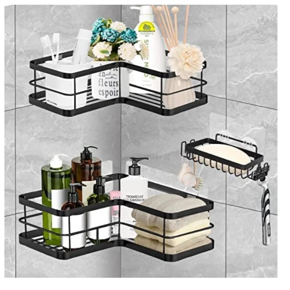 Bathroom / Kitchen Storage Rack Set of 3 in Black metal. New.